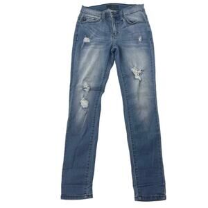 Kancan Estilo distressed straight leg blue jeans womens 27/4